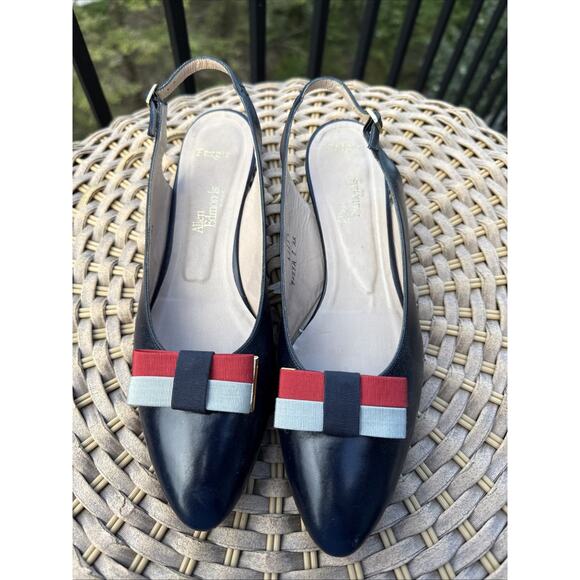 Allen Edmonds Fergie Women’s 8 AA Slingback Pumps Navy Vintage USA made 40s 50s - Picture 3 of 16